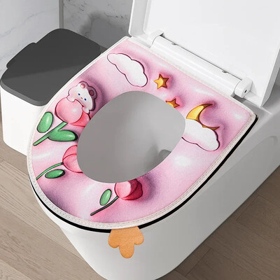 Žiemai sutirštinta šilta tualeto sėdynės pagalvėlė su rankena Buitinė vonios kambario tualeto užvalkalo priedai Universalūs minkšti ir plaunami