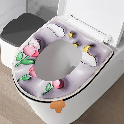 Žiemai sutirštinta šilta tualeto sėdynės pagalvėlė su rankena Buitinė vonios kambario tualeto užvalkalo priedai Universalūs minkšti ir plaunami