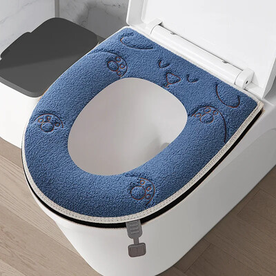 Žiemai sutirštinta šilta tualeto sėdynės pagalvėlė su rankena Buitinė vonios kambario tualeto užvalkalo priedai Universalūs minkšti ir plaunami