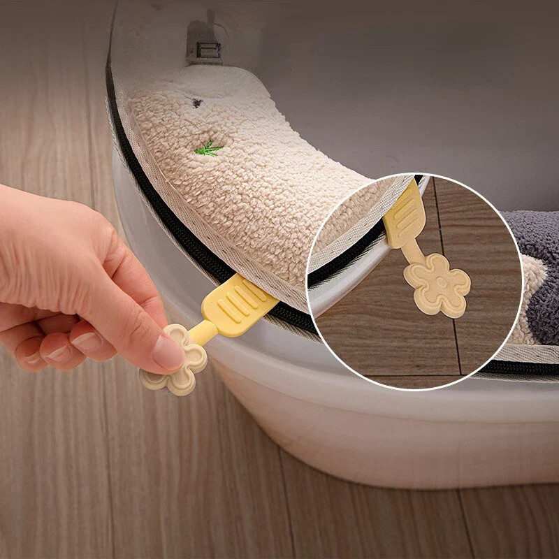 Žiemai sutirštinta šilta tualeto sėdynės pagalvėlė su rankena Buitinė vonios kambario tualeto užvalkalo priedai Universalūs minkšti ir plaunami