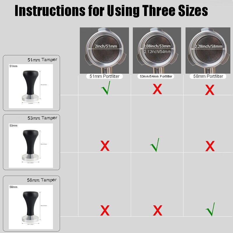1buc 51/53/58mm Espresso Tamper cu mâner din lemn negru, distribuitor de cafea Tampers pentru 51/54/58mm Portafilters Instrumente de cafea