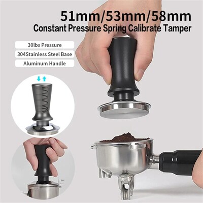 51mm 53mm 58mm Tamper de cafea cu primăvară Tamper de cafea Ripple Base Aluminium Self-Leveling Espresso Tamper Kit de tamper de cafea