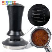 Kavos tamperis 54mm raibuliuojantis pagrindas espreso tamperis Barista spyruoklinis kavos tamperis su gylio indikacija Tamperiai 51mm 53mm 58mm