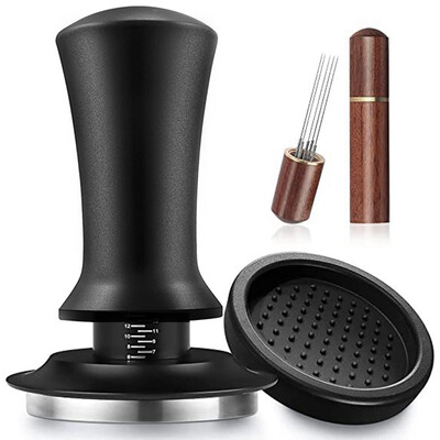 Kavos tamperis 54mm raibuliuojantis pagrindas espreso tamperis Barista spyruoklinis kavos tamperis su gylio indikacija Tamperiai 51mm 53mm 58mm