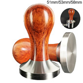 51/53.3/58mm Espresso Tamper Coffee Nerūdijančio plieno skirstytuvas Tamperiai Priedai Medžio masyvo rankena 51/54/58mm Portafiltrui