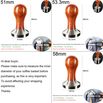 51/53,3/58mm Espresso Tamper Coffee Stainless Steel Distributor Tampers Accessories Μασίφ ξύλινη λαβή για 51/54/58mm Portafilter