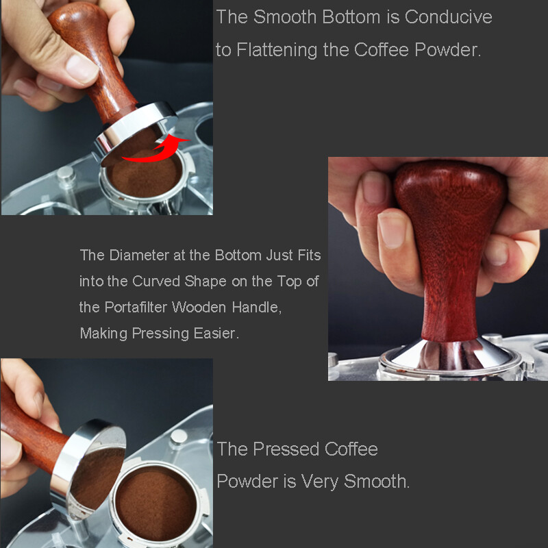 51mm/53mm/58mm espresso tamper puidust käepidemega alumiiniumist kohvitampresid 51/53/54/58mm kohvimasina portafiltritele