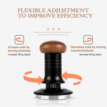 FHEAL 30lb Constant Pressure Coffee Tamper Tamper Espresso Walnut Handle with Calibrated Spring Loaded Barista Tools 51/53/58mm