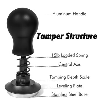 51 χιλιοστά 53 χιλιοστά 58 χιλιοστά ελατηρίου τάμπερ καφέ 15 λίβρες Στρογγυλεμένη λαβή 54 χιλιοστών Tamper Ripple Base Self-leveling Espresso Tamping Tool