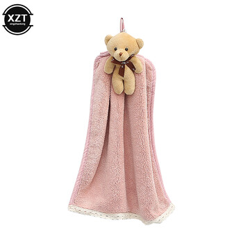 Πετσέτα χεριών Cartoon Bear Wipe Soft Thicken Coral Fleece Super Absorbent Quick Dry Παιδικές πετσέτες Terry για μπάνιο κουζίνας