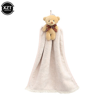 Πετσέτα χεριών Cartoon Bear Wipe Soft Thicken Coral Fleece Super Absorbent Quick Dry Παιδικές πετσέτες Terry για μπάνιο κουζίνας