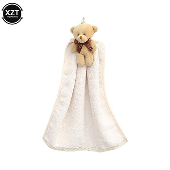 Πετσέτα χεριών Cartoon Bear Wipe Soft Thicken Coral Fleece Super Absorbent Quick Dry Παιδικές πετσέτες Terry για μπάνιο κουζίνας