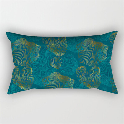 30x50cm žalsvai mėlynos spalvos geometrinis poliesterio pagalvės užvalkalas kėdė sofa namų dekoravimo pagalvių užvalkalai plunksnų lapai gėlių rašalo pagalvėlės užvalkalai