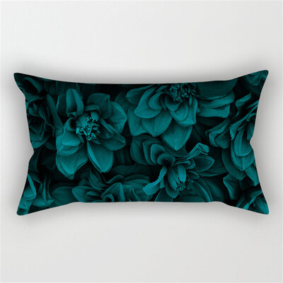 30x50cm žalsvai mėlynos spalvos geometrinis poliesterio pagalvės užvalkalas kėdė sofa namų dekoravimo pagalvių užvalkalai plunksnų lapai gėlių rašalo pagalvėlės užvalkalai