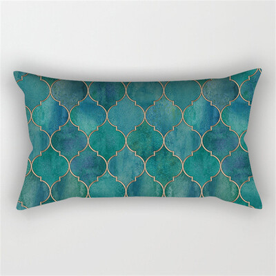 30x50cm žalsvai mėlynos spalvos geometrinis poliesterio pagalvės užvalkalas kėdė sofa namų dekoravimo pagalvių užvalkalai plunksnų lapai gėlių rašalo pagalvėlės užvalkalai