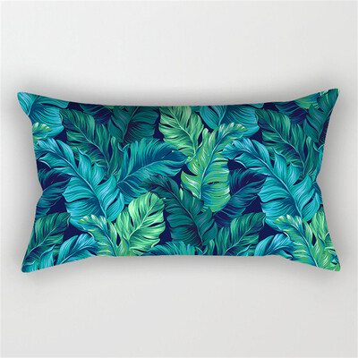 30x50cm žalsvai mėlynos spalvos geometrinis poliesterio pagalvės užvalkalas kėdė sofa namų dekoravimo pagalvių užvalkalai plunksnų lapai gėlių rašalo pagalvėlės užvalkalai