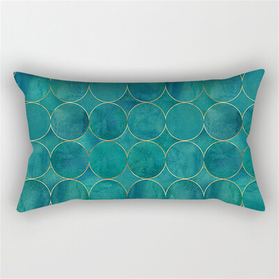 30x50cm žalsvai mėlynos spalvos geometrinis poliesterio pagalvės užvalkalas kėdė sofa namų dekoravimo pagalvių užvalkalai plunksnų lapai gėlių rašalo pagalvėlės užvalkalai