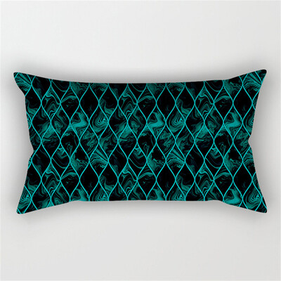 30x50cm žalsvai mėlynos spalvos geometrinis poliesterio pagalvės užvalkalas kėdė sofa namų dekoravimo pagalvių užvalkalai plunksnų lapai gėlių rašalo pagalvėlės užvalkalai
