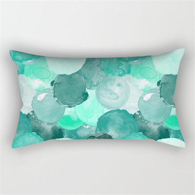 30x50cm žalsvai mėlynos spalvos geometrinis poliesterio pagalvės užvalkalas kėdė sofa namų dekoravimo pagalvių užvalkalai plunksnų lapai gėlių rašalo pagalvėlės užvalkalai