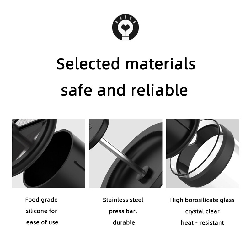 TIMEMORE French press preša za kavu, Aparat za kavu Aparat za čaj, 450 ml, 15 unca, staklena mreža od nehrđajućeg čelika visoke gustoće otporna na toplinu