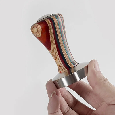 51mm/53mm/58mm Tamper din oțel inoxidabil Mâner din lemn color espresso Ciocan italian Tamper Distribuitor de cafea Ustensile de barista