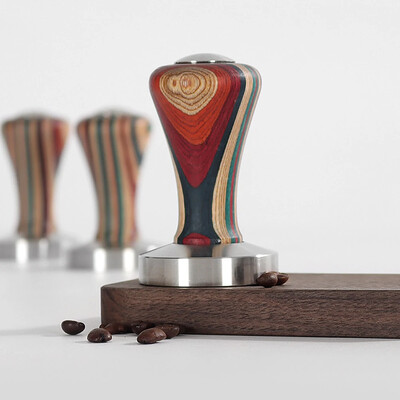 51 mm / 53 mm / 58 mm nerūdijančio plieno tamperio espreso spalvos medžio rankena itališka tamper plaktukas kavos platintojas Barista indai