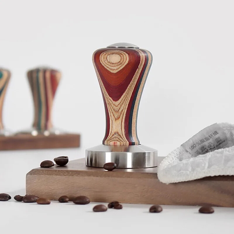 51mm/53mm/58mm roostevabast terasest tamper espresso värviline puidust käepide Itaalia tamper Hammer kohvi turustaja Barista nõud