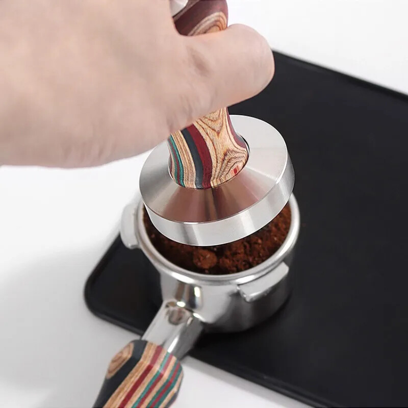51mm/53mm/58mm roostevabast terasest tamper espresso värviline puidust käepide Itaalia tamper Hammer kohvi turustaja Barista nõud