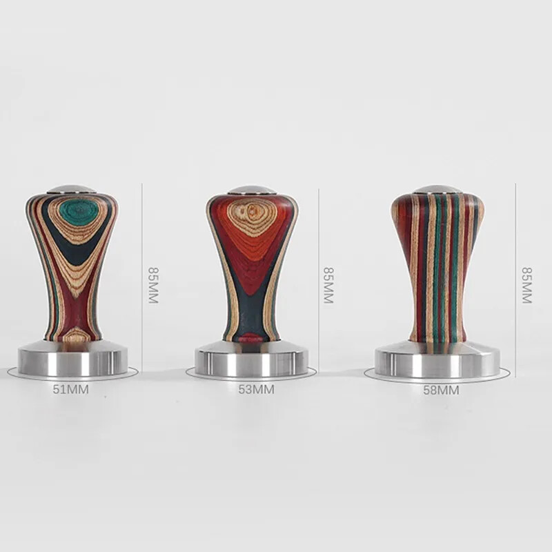 51mm/53mm/58mm roostevabast terasest tamper espresso värviline puidust käepide Itaalia tamper Hammer kohvi turustaja Barista nõud