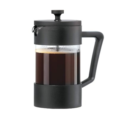 Aparat de cafea cu presă franceză din sticlă borosilicată (20 oz) - Presă de cafea cu capacitate de 5 cești, aparat de cafea pentru o singură porție, capac din oțel inoxidabil