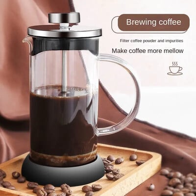 Ghivece de cafea de presă franceză Filtru de cafea din sticlă din oțel inoxidabil Accesorii de cafea pentru oală de mână multifuncțională 350-1000ml