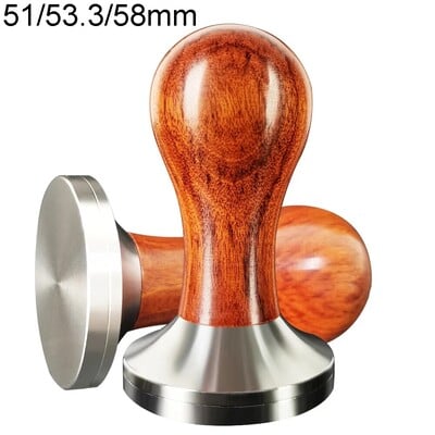 Oțel inoxidabil 51mm 53.3mm 58mm Tamper Pulbere de cafea Tampers Mâner din lemn pentru portafiltru 51/54/58mm