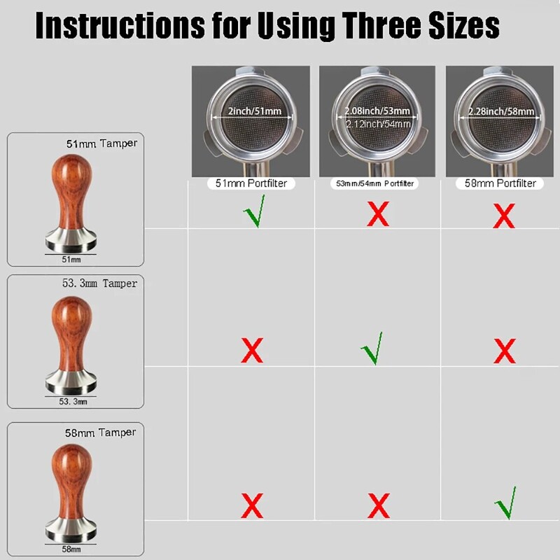 Roostevabast terasest 51 mm 53,3 mm 58 mm tamper kohvipulber tamper puidust käepide 51/54/58 mm portafiltri jaoks