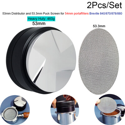 2 kom 53 mm razdjelnik s 53,3 mm Puck Screenom za 54 mm Breville Portafilter, podesivi 53 mm alat za distribuciju espressa/izravnavač