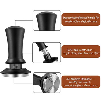 Tamper 58mm with Scale Coffee Tamper Constant Pressure Coffee Powder Hammer 51mm Σετ Tamper Coffee Tampers με ελατήριο 54mm