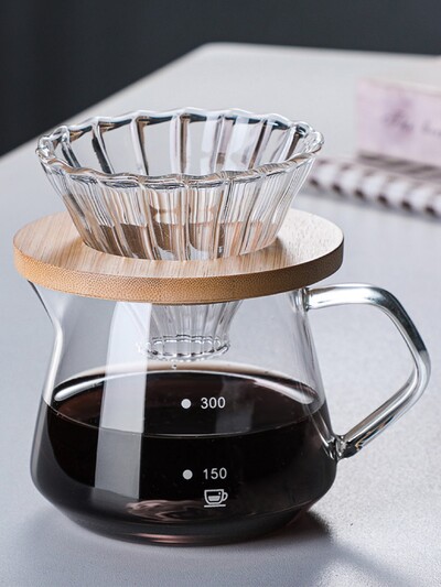 Leeseph Pour Over Coffee maker, Glass Carafe Coffee with Glass Coffee Filter, Drip Coffee Maker Σετ για το σπίτι ή το γραφείο, 300ml