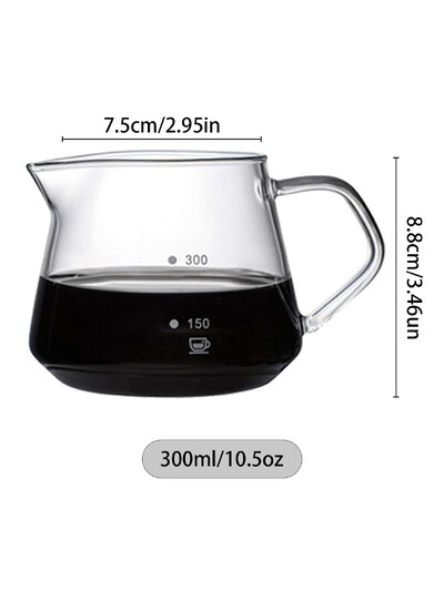 „Leeseph Pour Over“ kavos virimo aparatas, stiklinis grafinas kavos su stikliniu kavos filtru, lašinamas kavos virimo aparato rinkinys namams arba biurui, 300 ml