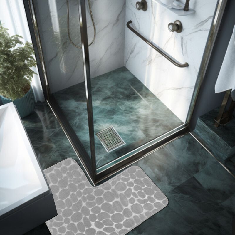 L formos kampinis vonios kilimėlis, akmenimis grįstas neslystantis tualeto kilimėlis, mašina plaunamas minkštas sugeriantis grindų kilimėlis vonios kampinis dušo kilimėlis