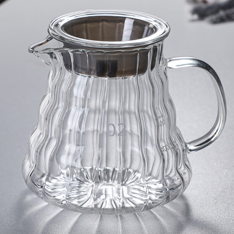 Leeseph kohvikarahvin, kõrge boorsilikaatklaasist kohviserver kohvinõude ülevalamiseks, kummist kaanega läbipaistev pott, 600 ml/20 untsi