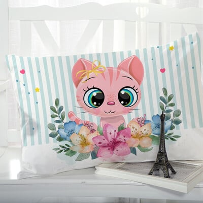 1vnt Animal Cartoon Pagalvės užvalkalas Pagalvės užvalkalas Patalynė Pagalvės užvalkalai Pagalvių užvalkalai dekoratyviniai 50x70 50x75 vaikai Vaikai kūdikis Rožinė katė