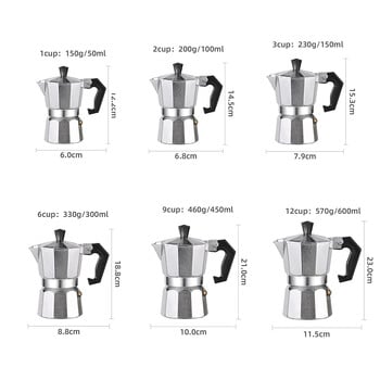 Алуминиева класическа плоча за еспресо кафемашина Continental Moka Percolator Pot за италиански кубински 1/3/6/9/12 чаши 50/300/600 мл