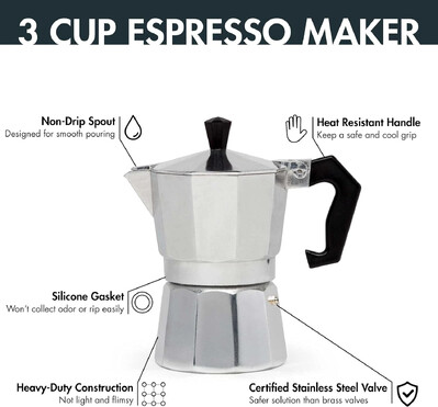 Aliuminio klasikinė kaitlentė espreso kavos virimo aparatas Continental Moka perkolatorius itališkam kubietiškam 1/3/6/9/12 puodeliams 50/300/600 ml