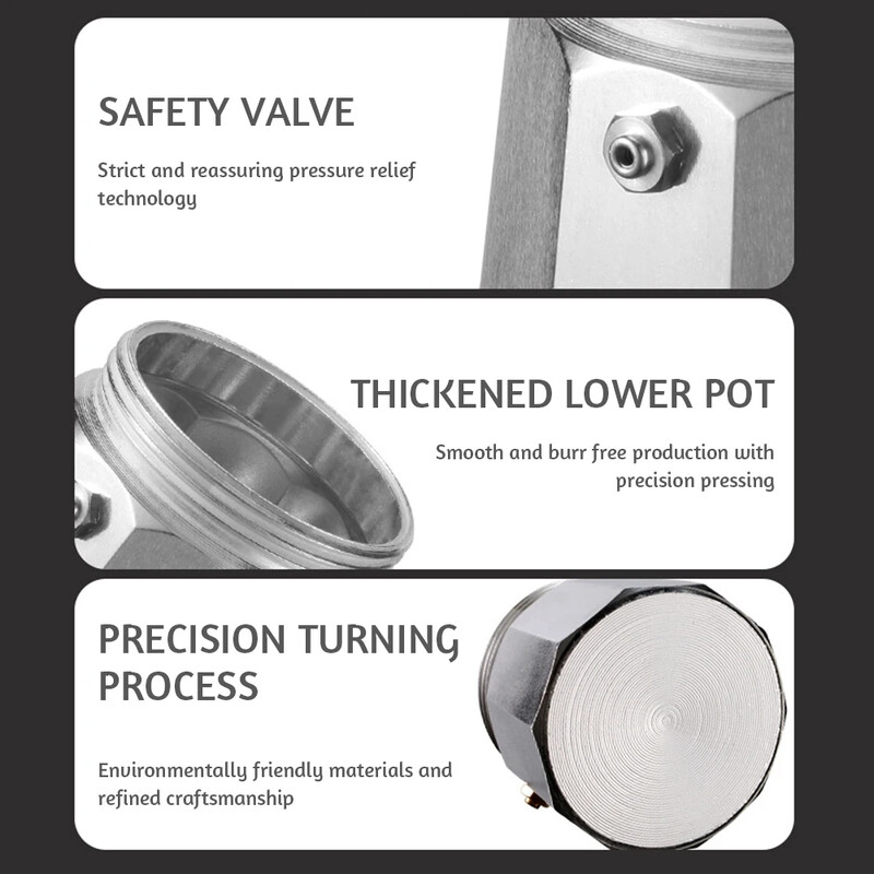 Aliuminio klasikinė kaitlentė espreso kavos virimo aparatas Continental Moka perkolatorius itališkam kubietiškam 1/3/6/9/12 puodeliams 50/300/600 ml