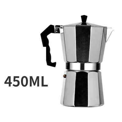 Itališkas kavos virimo aparatas su rankena aštuonkampis aliuminio lydinio kavos puodelis Namuose naudojama viryklė Espresso plokščias dugnas Moka puodas