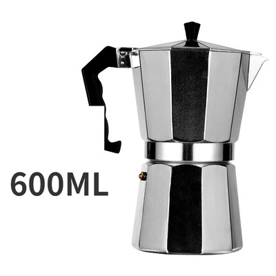 Itališkas kavos virimo aparatas su rankena aštuonkampis aliuminio lydinio kavos puodelis Namuose naudojama viryklė Espresso plokščias dugnas Moka puodas