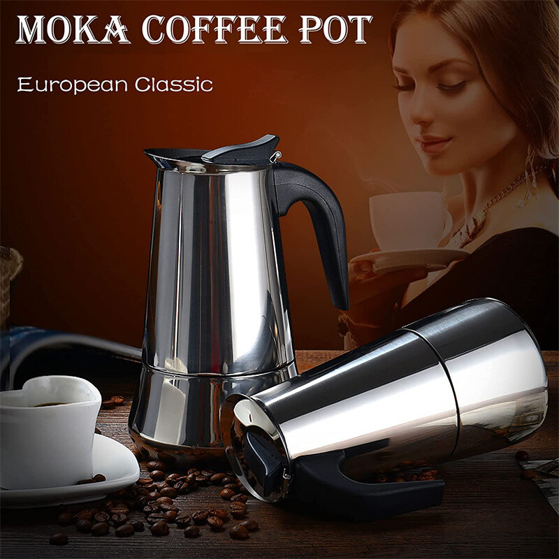 Oală de cafea Filtru din oțel inoxidabil Italian Espresso Latte Plită Percolator Instrument 200/300/450/600Ml Filtru de cafea Moka Oală de cafea