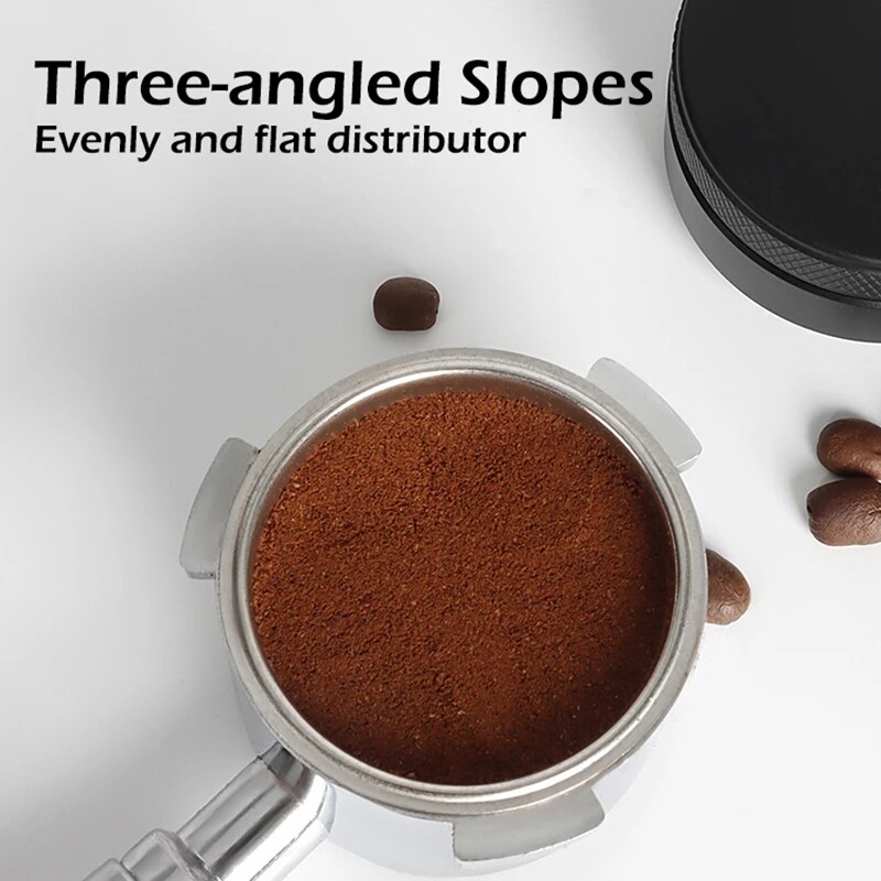 Kavos skirstytuvas 3 kampiniais šlaitais espreso nerūdijančio plieno paskirstymo įrankiai, skirti 51 mm 54 mm 58 mm portafiltro kavos priedams