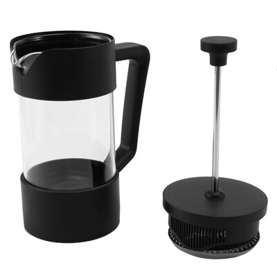 2X aparat de cafea și ceai de presă franceză, presă de cafea din sticlă borosilicată îngroșată, fără rugină și se poate spăla în mașina de spălat vase, negru