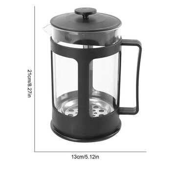 Γυάλινη κατσαρόλα French Press Γυάλινο Καφετιέρα Hand Punch Pot 350Ml/600Ml/800Ml/1000Ml Coffee Brewer with Filtration, Tea Maker