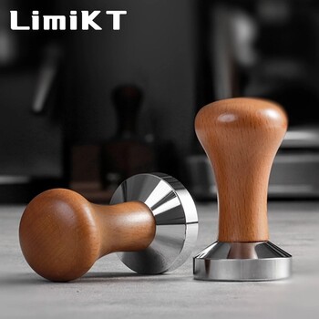 LimiKT Πρέσα καφέ Espresso Flat Tamper με ξύλινη λαβή Εργαλείο καφέ σε συμπίεση μασίφ ξύλου 51mm/53mm/58mm